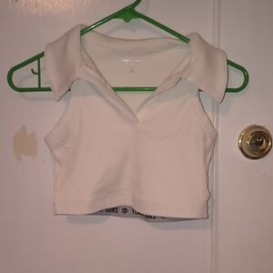 Year of Ours | White Collared Crop Top